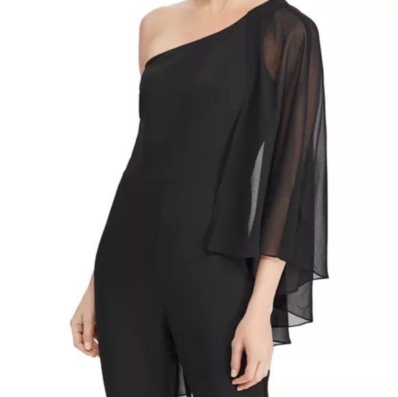 Lauren Ralph Lauren Black Cape Jumpsuit 6 & 12 - Picture 2 of 8